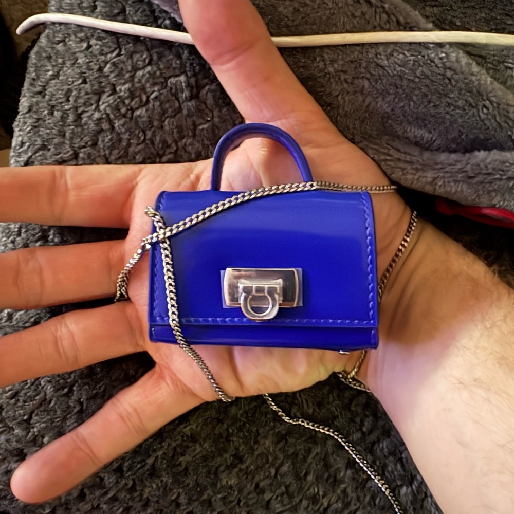 Authentic Salvatore Ferragamo Royal Blue Mini Bag with Original Box & Dust Bag
